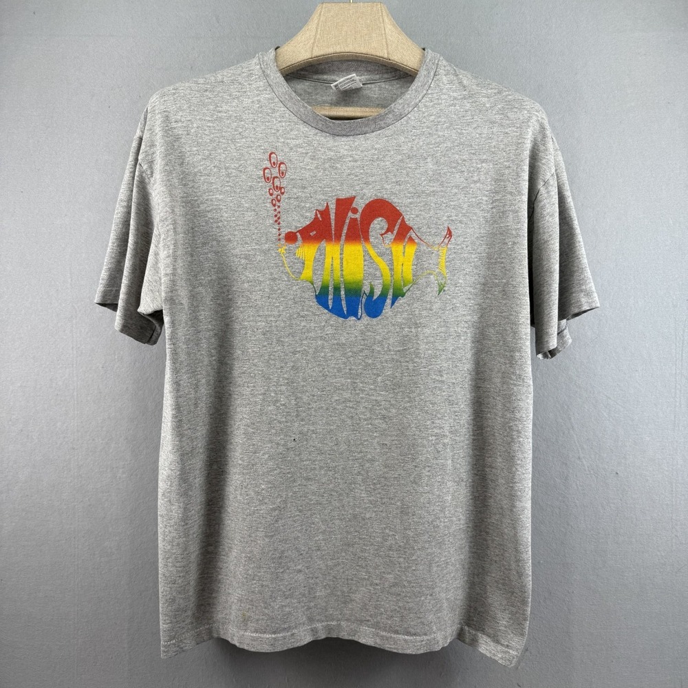 Vintage Phish Rainbow Fish T-Shirt XL Single Stitch Gray Anvil Made‎ in USA 90s